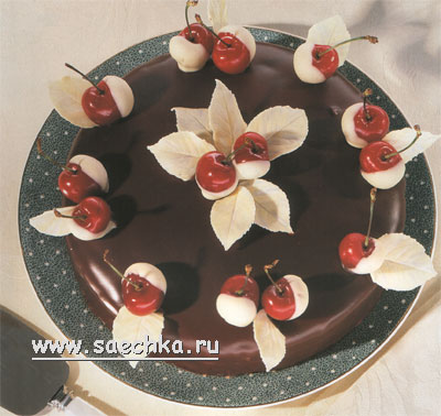 Шоколадный торт со свежими вишнями