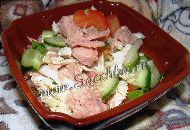Овощной салат с тунцом, диета Дюкан