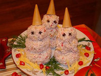 Новогодняя закуска «Снеговики»