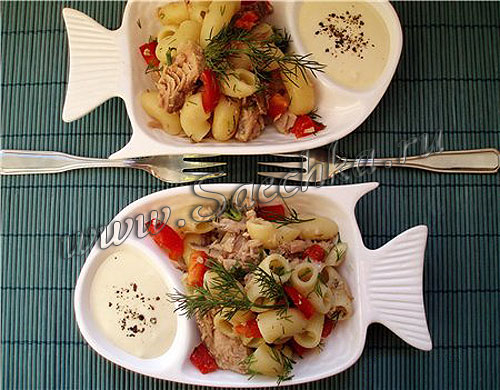 Салат из тунца с макаронами