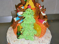 Новогодний торт с ёлкой и мышками