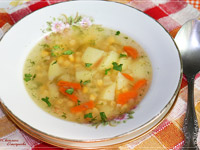 «Солнечный» суп с пшеном и кукурузой